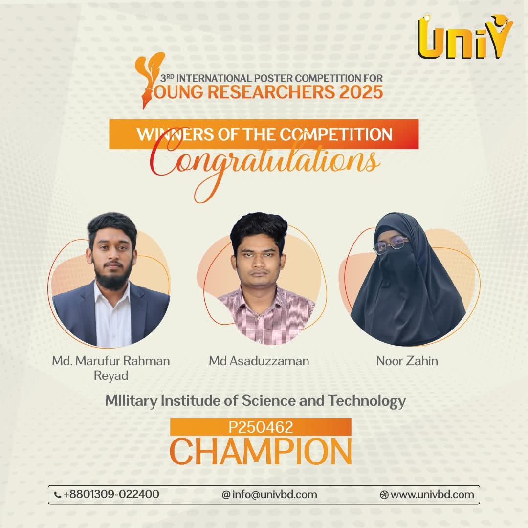 Champion in the 3rd International Poster Competition for Young Researchers 2025